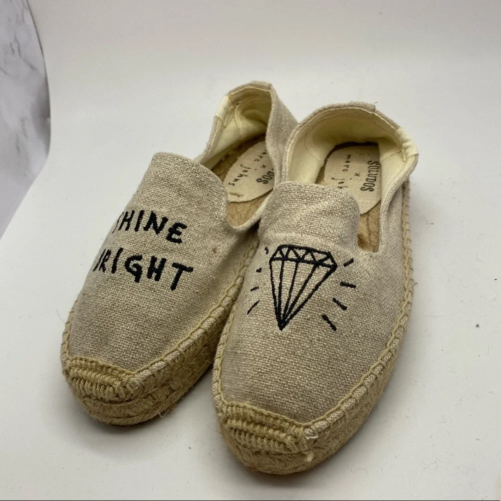 Soludos x‎ Marc John Beige Cream  Flat Slip-on  Espadrilles women’s size 5